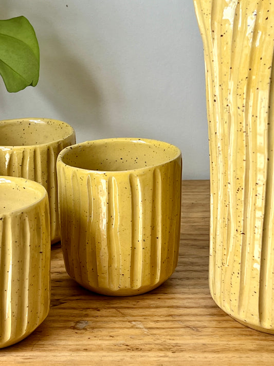 Mustard Ribbed Jug & Cup Set