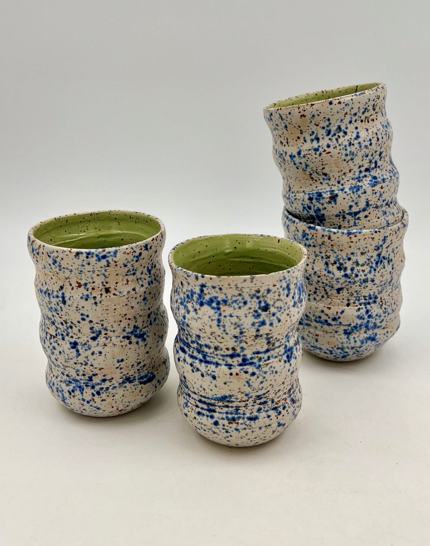 Blue Speckle Ripple Tumbler Set: Seconds
