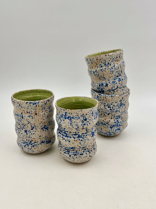 Blue Speckle Ripple Tumblers: Seconds