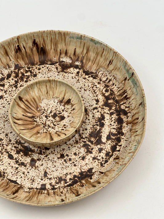 Earthtone Drip Chip and Dip Platter